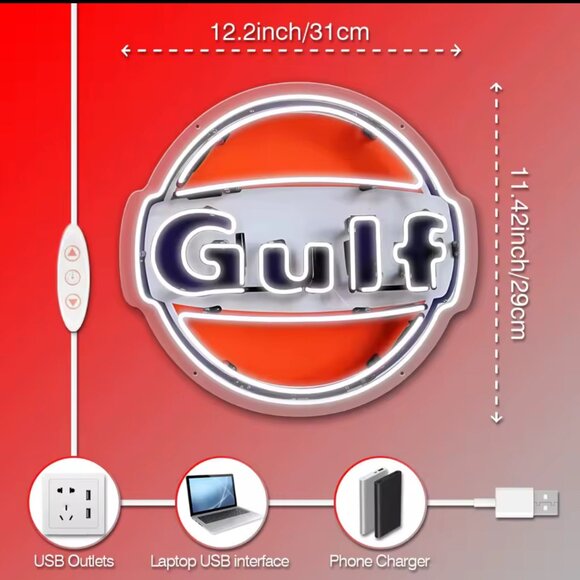 GULF OIL NEON LED SIGN - Picture 2 of 4